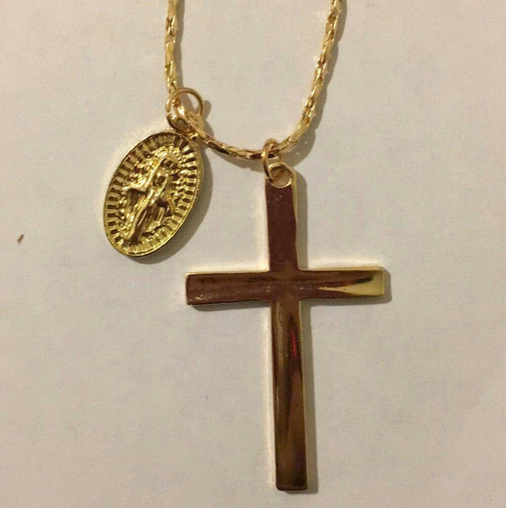 Sold Gold cross 💜💚 - Picture 6 of 6